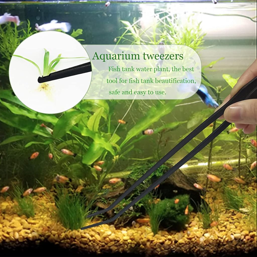 Qpets® 6PCS Aquarium Aquascaping Tools for Fish Tank Stainless Steel Pointed Curved Tweezers Set 27cm 10.6 inches Planted Accessories Weather Resistant Qpets® 6PCS Aquarium Aquascaping Tools for Fish Tank Stainless Steel Pointed Curved Tweezers Set 27cm 10.6 inches Planted Accessories Weather Resistant